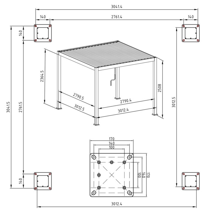 Varikatus MIRADOR-111 3x3m textilene seintega, tumehall Varikatused ja aiatelgid HORECA