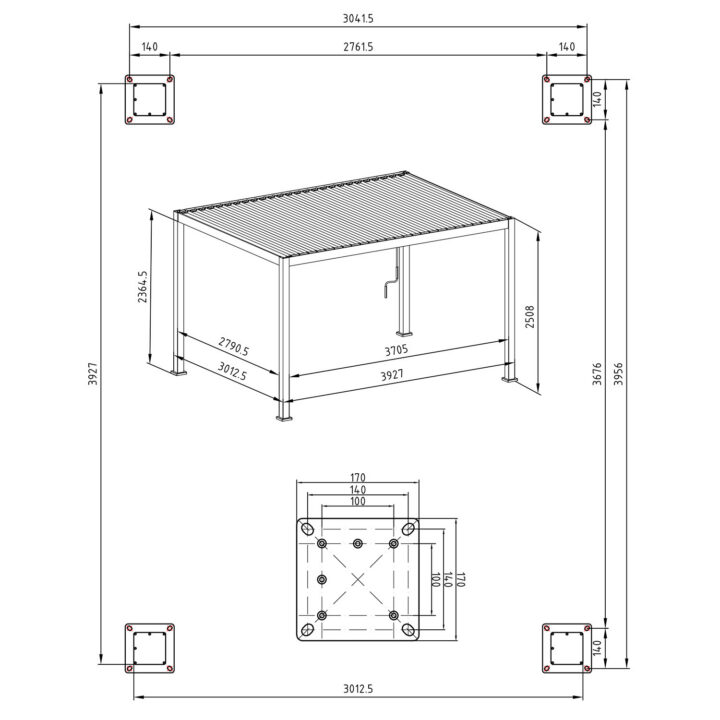 Varikatus MIRADOR-111 3x4m textilene seintega, tumehall Varikatused ja aiatelgid HORECA