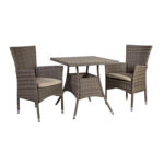 Aiamööblikomplekt PALOMA laud 74x74xH72,5cm, 2 tooli 57x59xH90cm, terasraam, plastikpunutis Rõdumööbel Garden