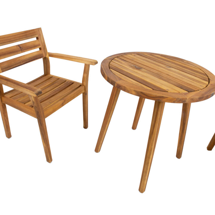 Aiamööblikomplekt FLORIAN laud D70xH75cm, 2 tooli 65x59xH85cm, akaatsiapuit Rõdukomplektid Esilehe tooted