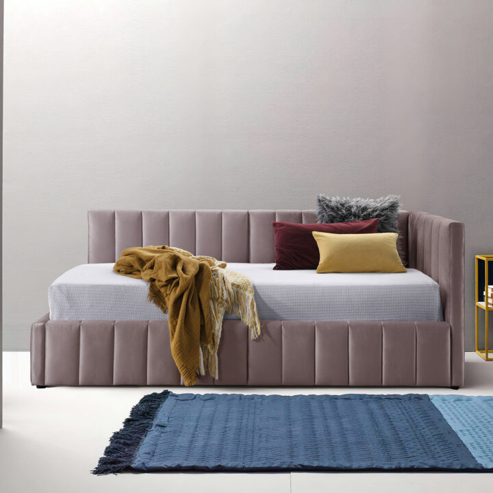 Voodi JASPER 90x200cm, madratsiga HARMONY DUO, roosa Magamistuba
