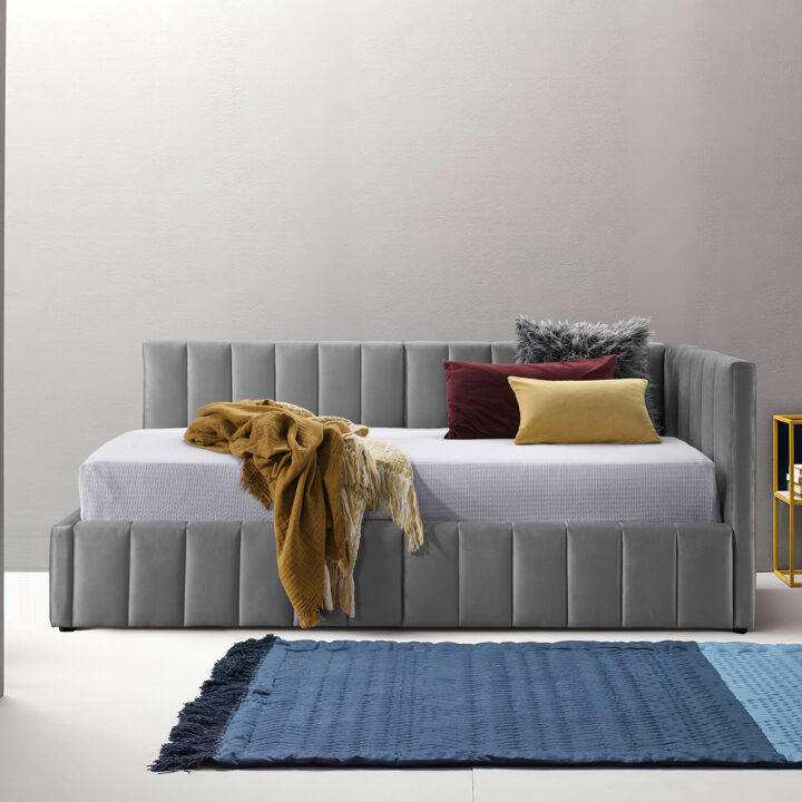 Voodi JASPER 90x200cm, madratsiga HARMONY DUO, hall Magamistuba