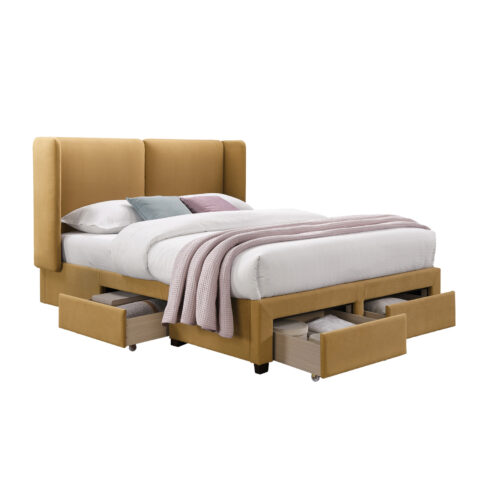 Voodi SUGI madratsiga HARMONY DELUX 160x200cm, kollane Magamistuba Voodid