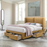 Voodi SUGI madratsiga HARMONY TOP 160x200cm, kollane Magamistuba Voodid