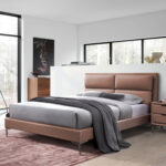 Voodi LENA madratsiga HARMONY DUO 160x200cm, konjakipruun Magamistuba Voodid