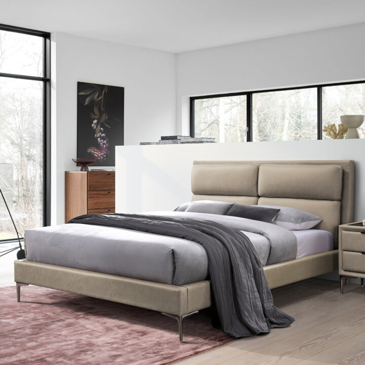 Voodi LENA madratsiga HARMONY DUO 160x200cm, beež Magamistuba Voodid