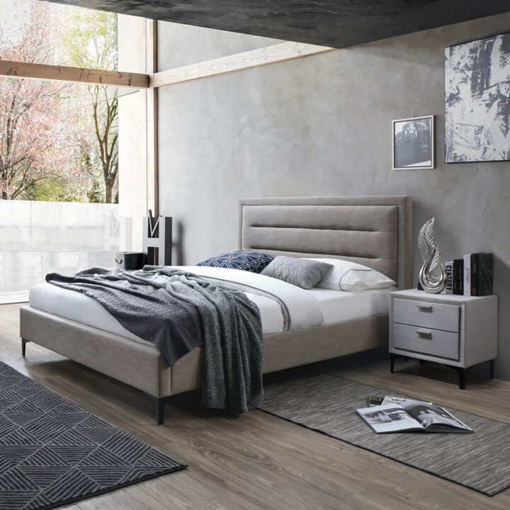 Voodi CELINE 160x200cm, madratsiga HARMONY DELUX, hallikasbeež, Magamistuba 160x200