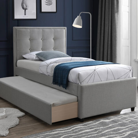 Voodi OSWALDO 90x200cm, madratsiga HARMONY UNO, plaatinahall Magamistuba Voodid madratsiga