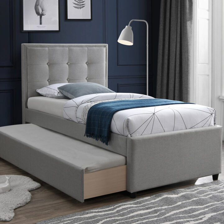 Voodi OSWALDO 90x200cm, madratsiga HARMONY UNO, plaatinahall Magamistuba Voodid madratsiga