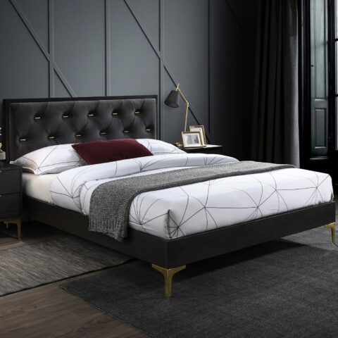 Voodi POEM madratsiga HARMONY TOP 160x200cm, tumehall Magamistuba PERFECT SLEEP
