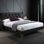 Voodi POEM madratsiga HARMONY TOP 160x200cm, tumehall Magamistuba PERFECT SLEEP