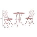 Rõdukomplekt ROSY roosa, laud D70xH75cm, 2 tooli 46x55xH95cm, sepistatud metall Rõdukomplektid Garden