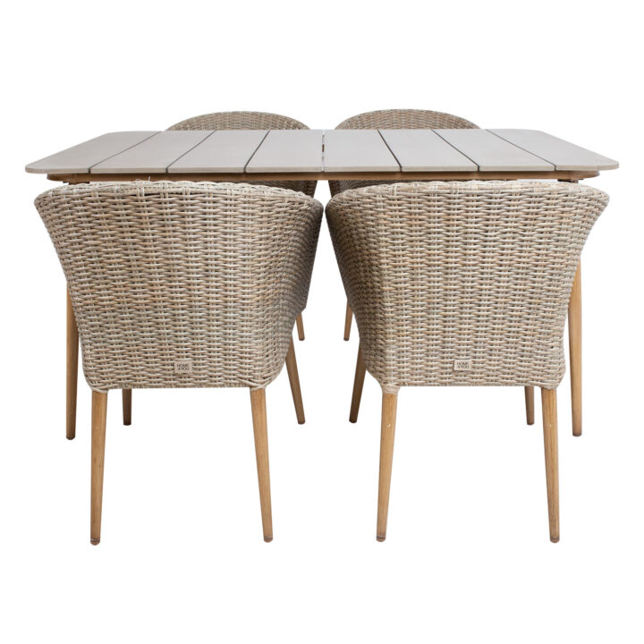 Aiamööblikomplekt NORWAY laud, 4 tooli, 147x90xH73cm, 61x62xH76cm, alumiiniumraam, kunstrotang Söögilaua komplektid Garden