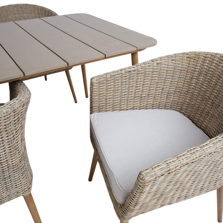 Aiamööblikomplekt NORWAY laud, 4 tooli, 147x90xH73cm, 61x62xH76cm, alumiiniumraam, kunstrotang Söögilaua komplektid Garden