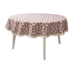 Laudlina LONETA NEW pitsiga, D170cm, lilla roos, 50% polüester, 50% puuvill, kangas 477 Laudlinad ja linikud