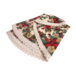 Laudlina WINTER FLOWERS pitsiga, D170cm, lindid, 50% polüester, 50% puuvill, kangas 475 Laudlinad ja linikud