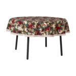 Laudlina WINTER FLOWERS pitsiga, D170cm, lindid, 50% polüester, 50% puuvill, kangas 475 Laudlinad ja linikud