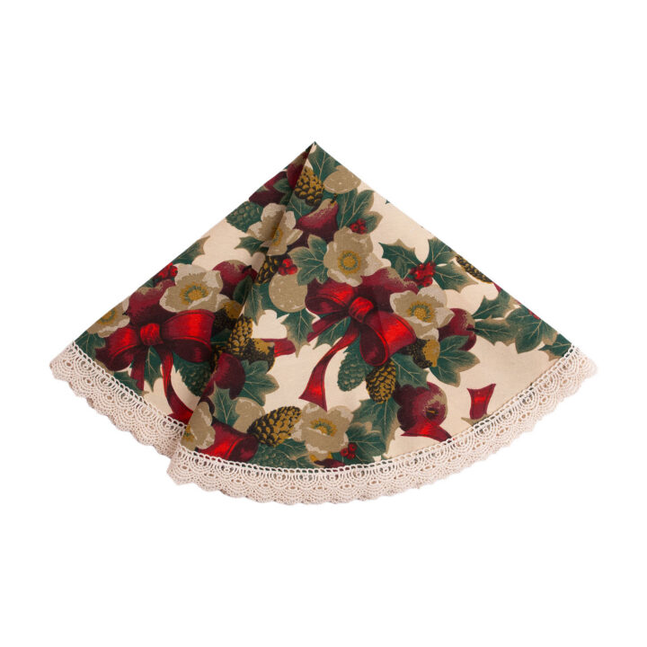 Laudlina WINTER FLOWERS pitsiga, D70cm, lindid, 50% polüester, 50% puuvill, kangas 475 Laudlinad ja linikud