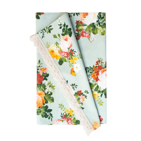 Linik SUMMER FLOWER pitsiga, 45×116 cm, lilleline, 20% polüester, 80% puuvill, kangas 429 Laudlinad ja linikud