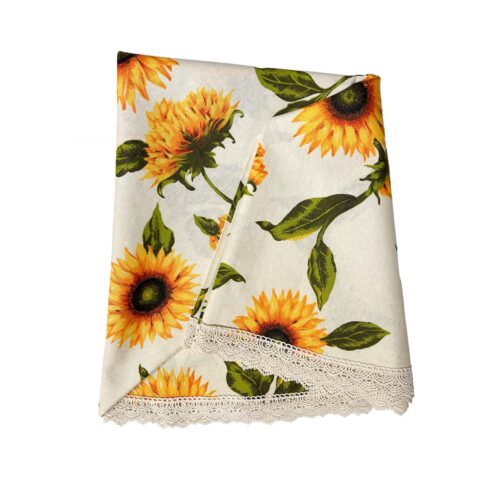 Laudlina LONETA NEW pitsiga, D170cm, päevalilled, 50% polüester, 50% puuvill, kangas 424 Laudlinad ja linikud