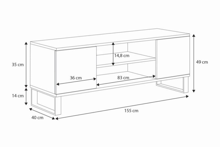 Focus loft RTV kapp 155 cm – dekor tamm craft lamellid TV-alused
