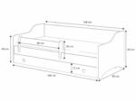 Üheinimese voodi Erik 160×80 valge – paneel roosa Lastevoodid 160x80 cm sahtliga