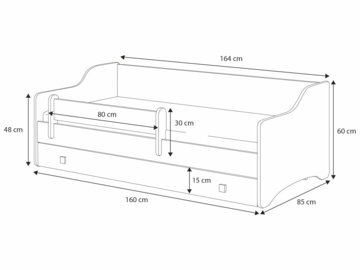 Üheinimese voodi Erik 160×80 valge – paneel roosa Lastevoodid 160x80 cm sahtliga