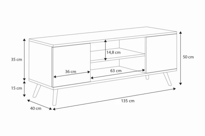Focus RTV kapp 135 cm tamm kuld Craft – valge TV-alused