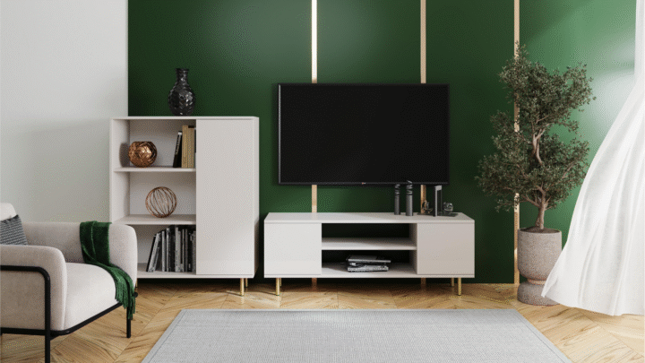 Focus cashmere RTV kapp 135 cm – kuldsed jalad TV-alused