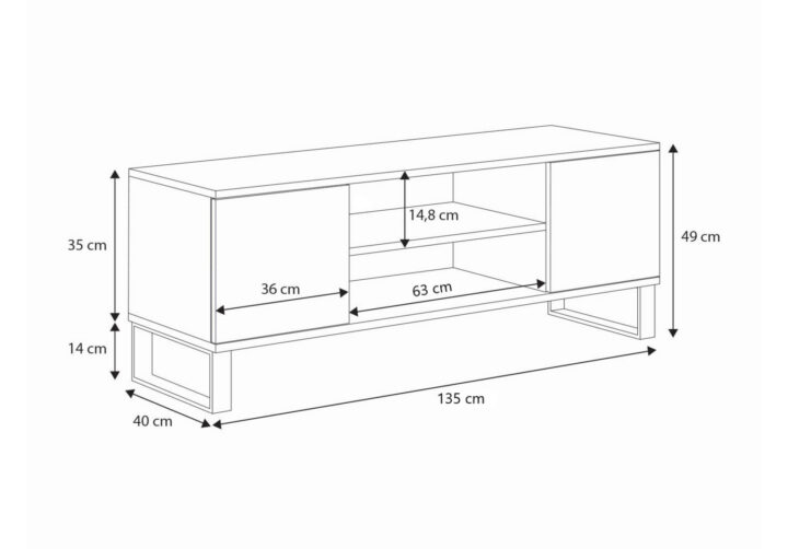 Focus loft RTV-kapp 135 cm – kalasaba muster – tammepuit TV-alused