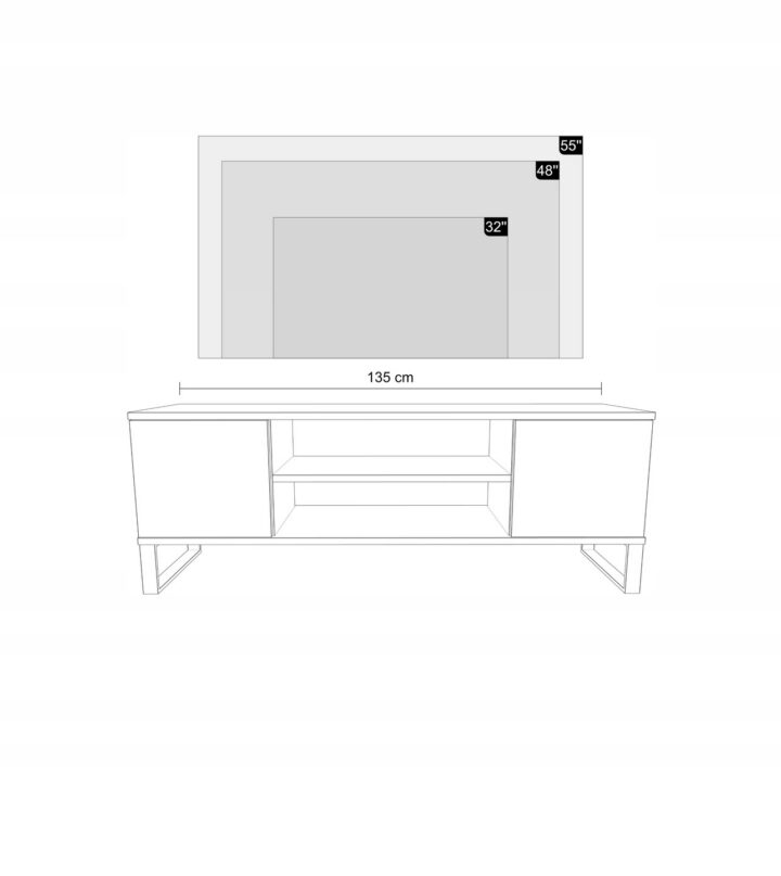 Focus loft RTV-kapp 135 cm – kalasaba muster – tammepuit TV-alused