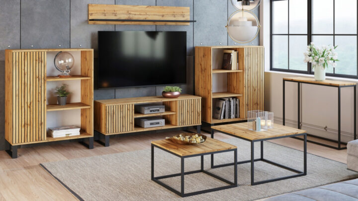 Focus loft RTV kapp 135 cm – dekoratiivliistud tammepuit craft TV-alused