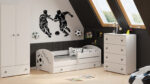 Lastevoodi 140×70 valge sahtliga jalgpalliga Lastevoodid 140x70 cm sahtliga
