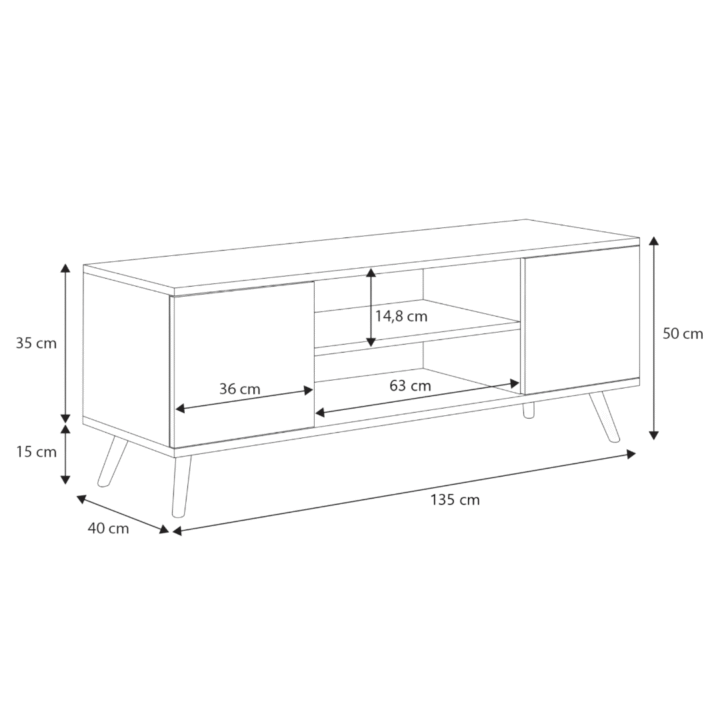 RTV Focus valge kapp 135 cm – Skandinaavia TV-alused