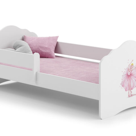Wave üksikvoodi 160×80 koos kaitsetara – Printsess krooniga Lastevoodid piirdega