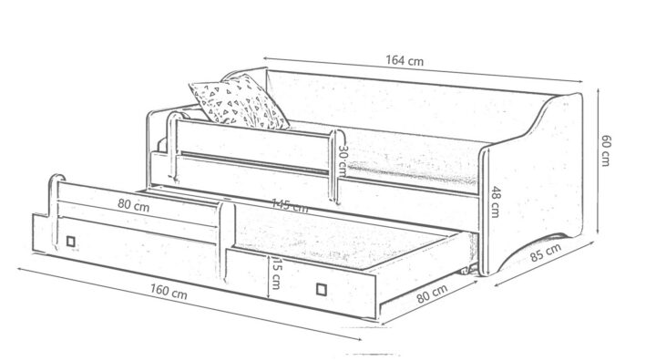 Kaheinimesevoodi Erik II 160×80 – käepide must Kahekohalised voodid