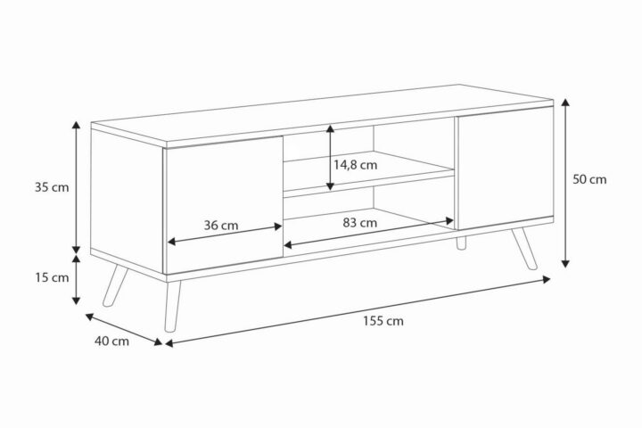 RTV Focus 155 cm tamme craft kuld/sinine TV-alused