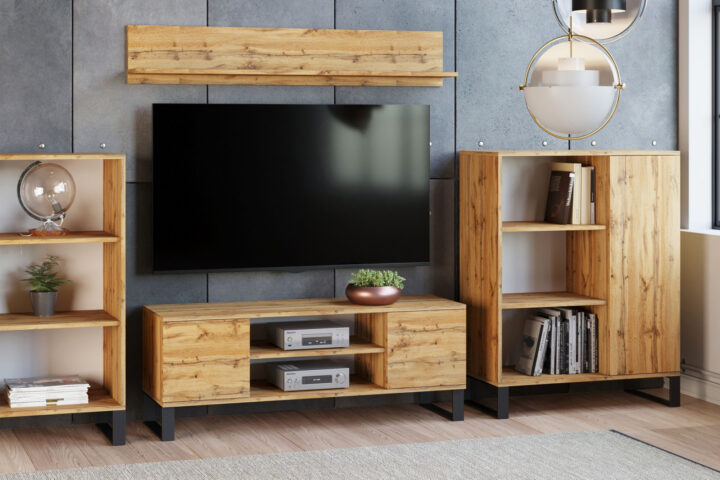RTV Focus 155 cm – laestuudio stiilis tamme käsitöö TV-alused