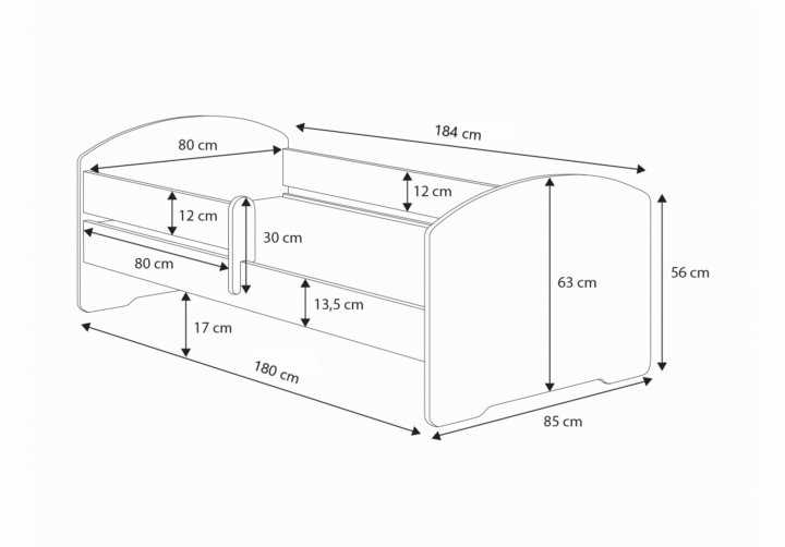 Üheinimesevoodi Luk 180×80 sahtliga Lastevoodid 180x80 cm sahtliga
