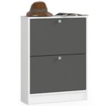 Jalatsikapp 2 kallutusuksega, 60 cm, valge/grafiithall Esik ja Garderoob Homewell 6