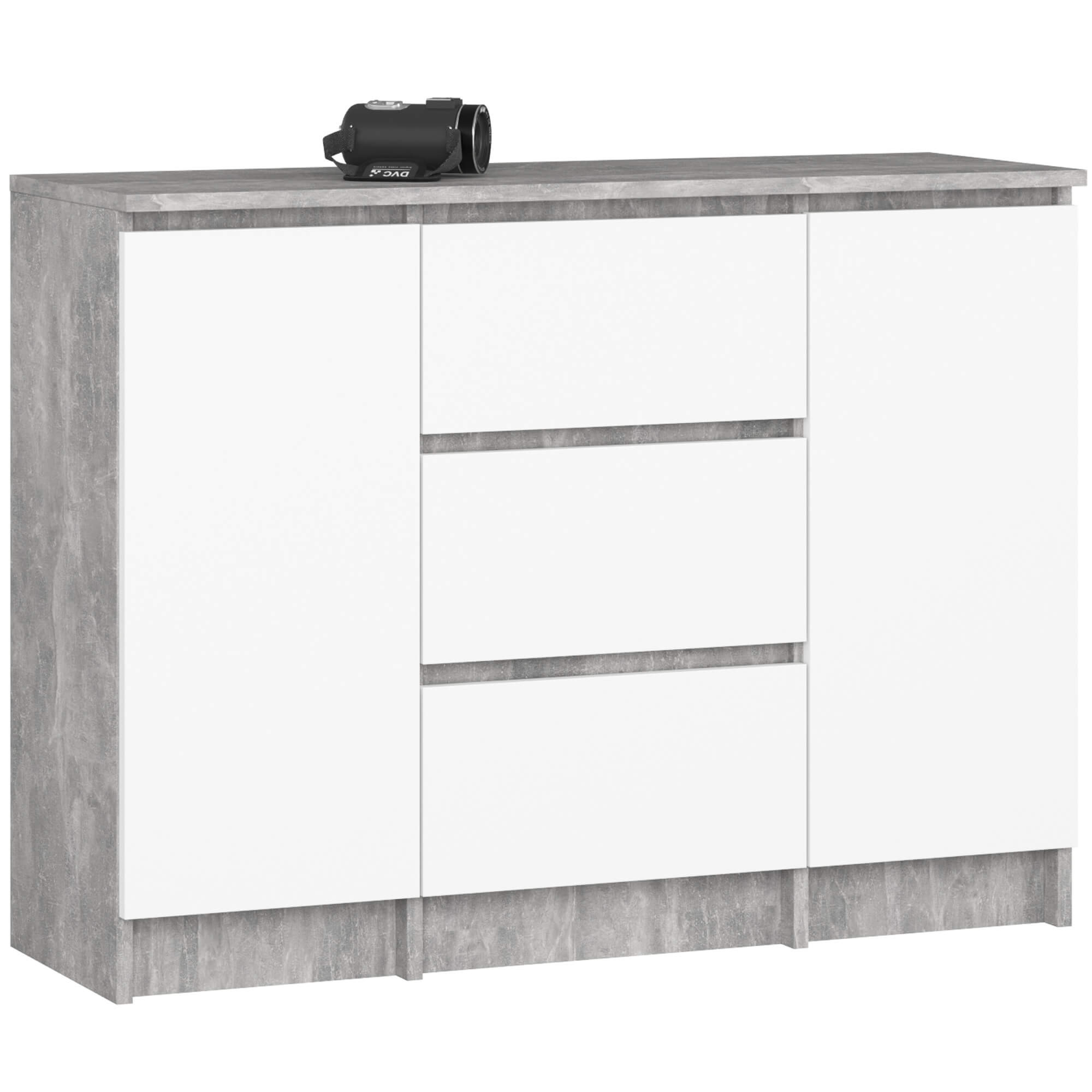 Kummut K100, 2 ust + 3 sahtlit, betoon/valge Elutoamööbel Homewell Kummut K100, 2 ust + 3 sahtlit, betoon/valge Elutoamööbel Homewell
