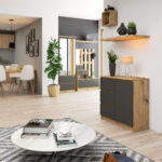 Kummut K80 JERRY, 1 uks + 3 sahtlit, tamm artisan/grafiithall Elutoamööbel Homewell 9
