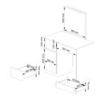 Meigilaud AKORD Valge 90 cm peegliga 500×600, vasakpoolne, 1 uks, 2 sahtlit, valge matt, 2 riiulit, 90x50x142 cm Magamistuba Homewell 10
