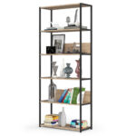 Metallist industrial-riiul 80 cm, 6 riiulit, must / tamm Elutoamööbel Homewell 10