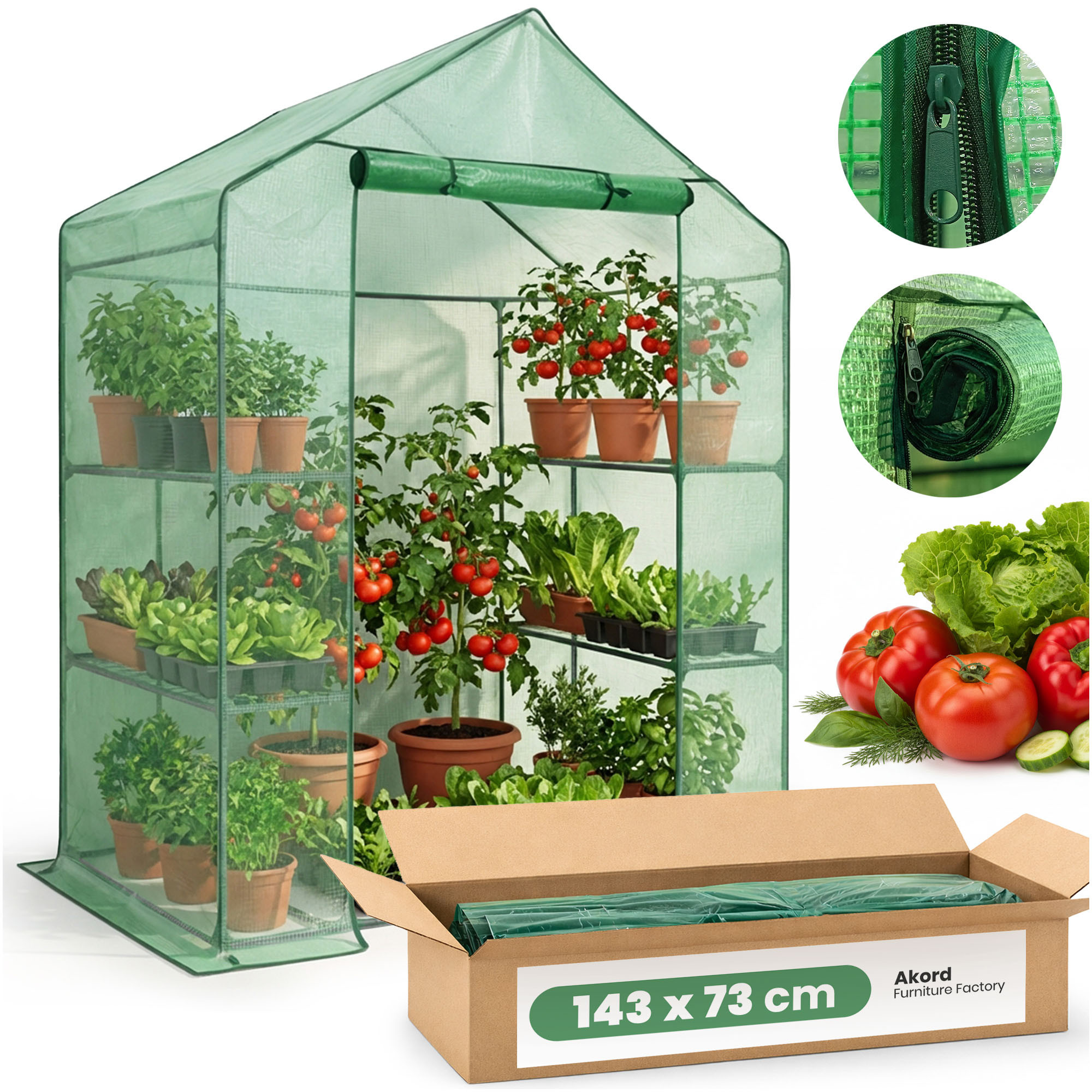 Mini kile-kasvuhoone majake riiulitega, 1 uksega, roheline, 143x73x195 cm Aiamööbel Homewell Mini kile-kasvuhoone majake riiulitega, 1 uksega, roheline, 143x73x195 cm Aiamööbel Homewell