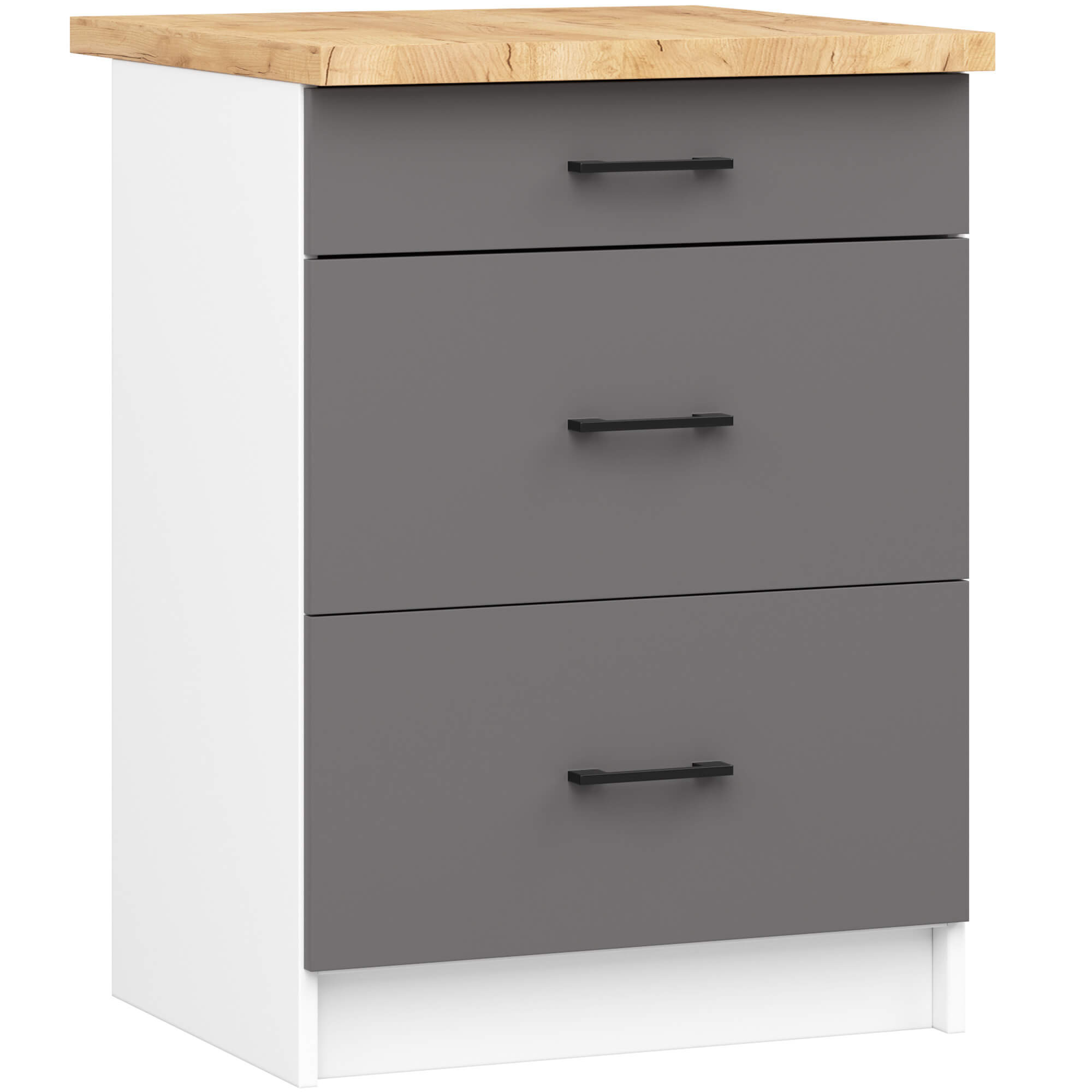 OLIWIA köögikapp S60 3SZ tööpinnaga, valge/tumehall Köögikapid Homewell OLIWIA köögikapp S60 3SZ tööpinnaga, valge/tumehall Köögikapid Homewell