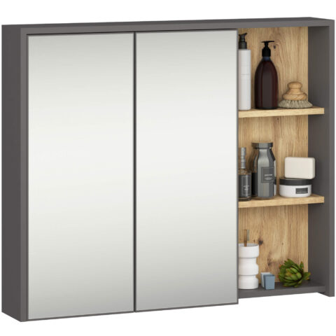 Vami peegliga seinakapp W90, 2 ust, grafiithall / tamm Artisan Saun ja vannituba Homewell