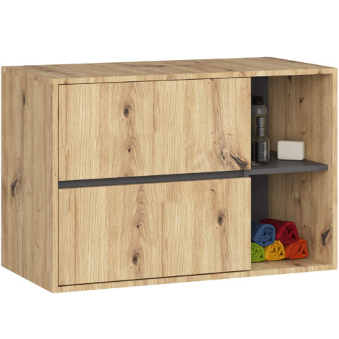 Vami valamukapp W90, 2 sahtlit, tamm Artisan / grafiithall Saun ja vannituba Homewell