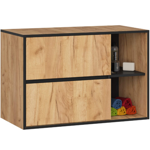 Vami valamukapp W90, 2 sahtlit, tamm Craft / must Saun ja vannituba Homewell