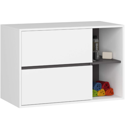Vami valamukapp W90, 2 sahtlit, valge / grafiithall Saun ja vannituba Homewell